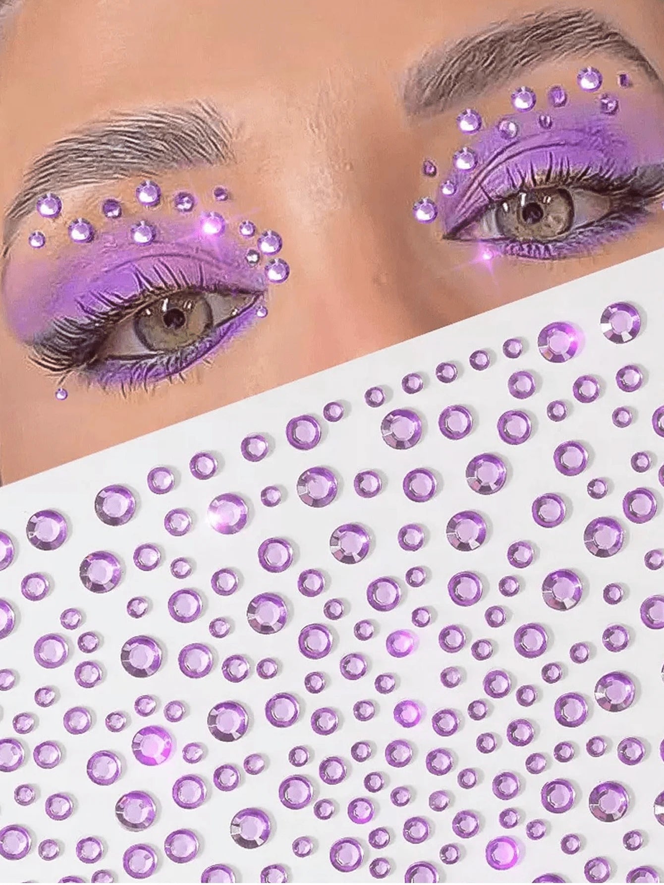 2pcs Purple Face Glitter Rhinestone Stickers, Suitable For Rave Parties, Makeup, Crystal Decoration, Y2K Style, Music Festival DIY Eye & Face Gems, Valentine's Day Gift,Concert Look