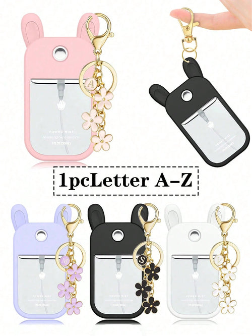 2pcs Rabbit Ear Shaped 1oz (30ml) Spray Bottle Protective Covers, 26 Floral And Letter Spray Bottle Markers, Silicone Anti-Drop Anti-Collision Protective Covers, With Keychain Design, Convenient For T