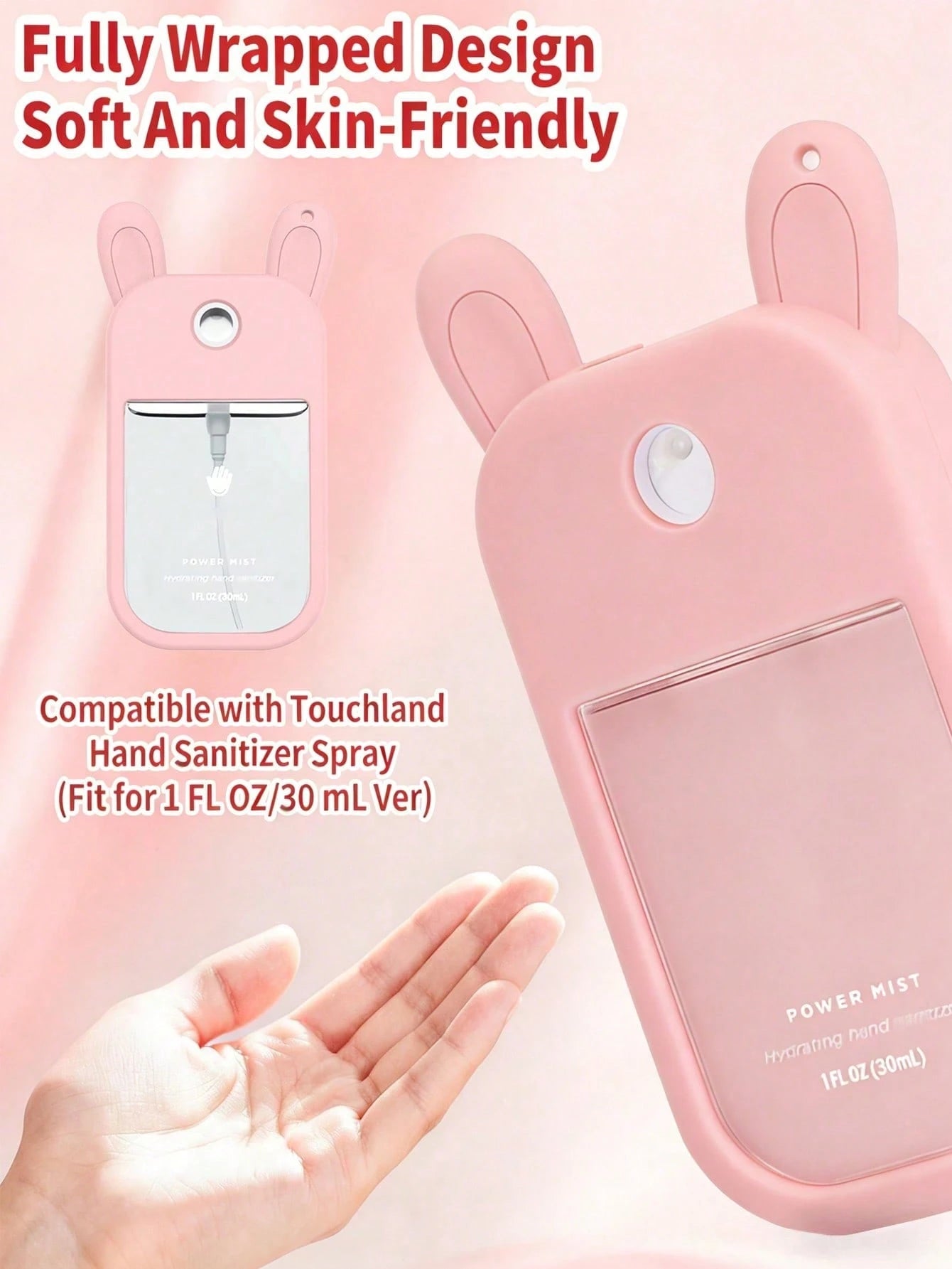 2pcs Rabbit Ear Shaped 1oz (30ml) Spray Bottle Protective Covers, 26 Floral And Letter Spray Bottle Markers, Silicone Anti-Drop Anti-Collision Protective Covers, With Keychain Design, Convenient For T