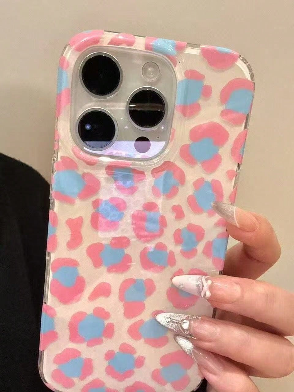 2pcs Retro Creative Green Pink Blue Leopard Print Phone Case Compatible With IPhone 16 Pro Max/15/14/13