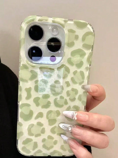 2pcs Retro Creative Green Pink Blue Leopard Print Phone Case Compatible With IPhone 16 Pro Max/15/14/13