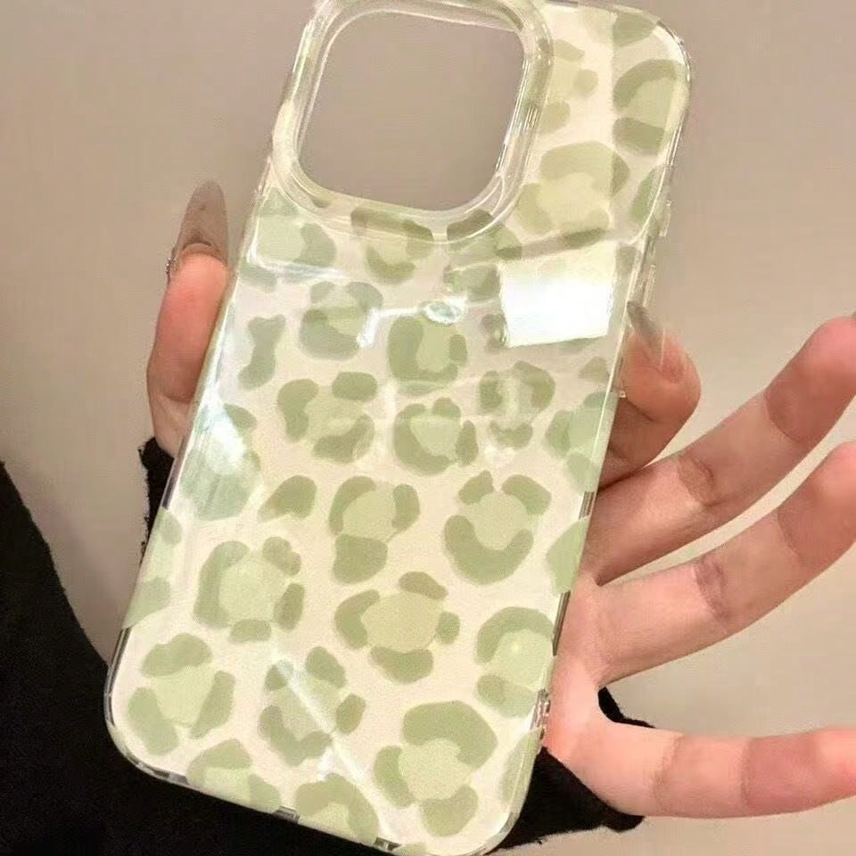 2pcs Retro Creative Green Pink Blue Leopard Print Phone Case Compatible With IPhone 16 Pro Max/15/14/13