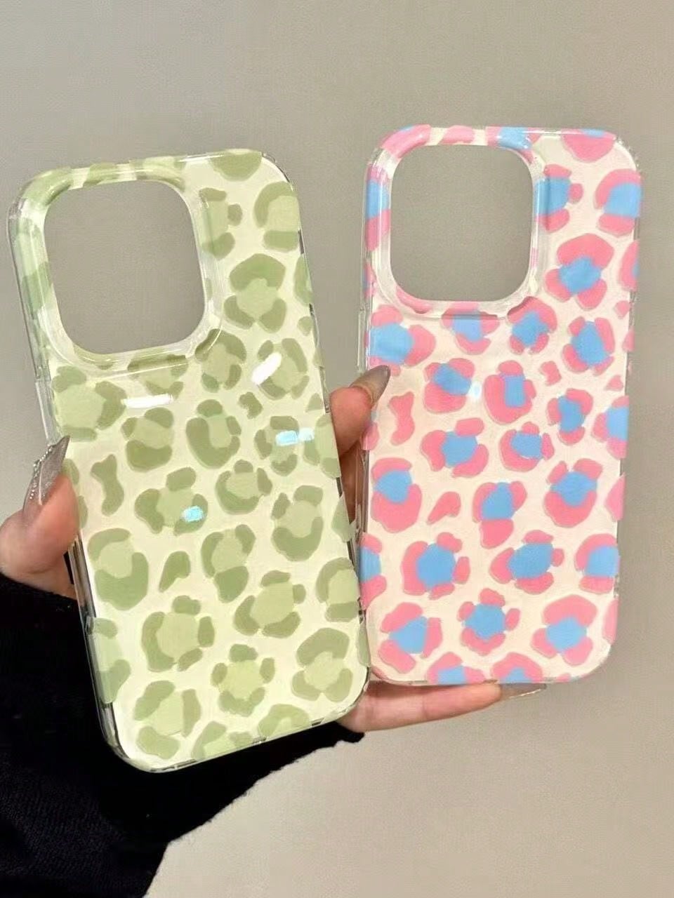 2pcs Retro Creative Green Pink Blue Leopard Print Phone Case Compatible With IPhone 16 Pro Max/15/14/13