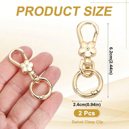 2pcs Rotating Buckle Clips, Double Opening Rotating Spring Buckle Hooks Metal Rotating Buckle Hooks With Spring O-Ring Lobster Clasp Suitable For Keychain, Bag, Wallet, Lanyard DIY Handmade