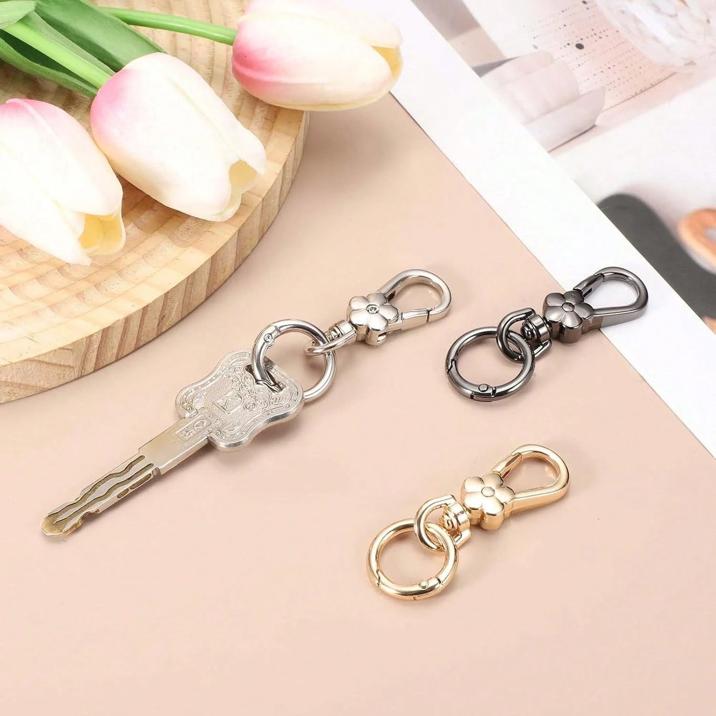 2pcs Rotating Buckle Clips, Double Opening Rotating Spring Buckle Hooks Metal Rotating Buckle Hooks With Spring O-Ring Lobster Clasp Suitable For Keychain, Bag, Wallet, Lanyard DIY Handmade