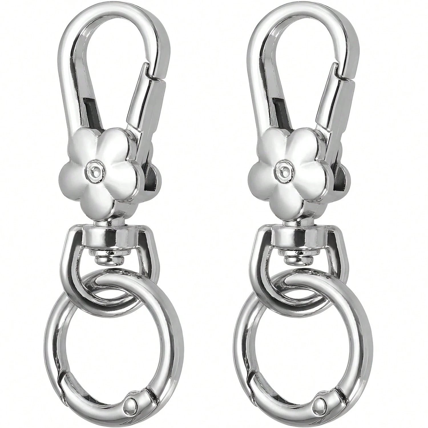 2pcs Rotating Buckle Clips, Double Opening Rotating Spring Buckle Hooks Metal Rotating Buckle Hooks With Spring O-Ring Lobster Clasp Suitable For Keychain, Bag, Wallet, Lanyard DIY Handmade