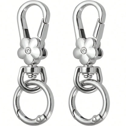 2pcs Rotating Buckle Clips, Double Opening Rotating Spring Buckle Hooks Metal Rotating Buckle Hooks With Spring O-Ring Lobster Clasp Suitable For Keychain, Bag, Wallet, Lanyard DIY Handmade