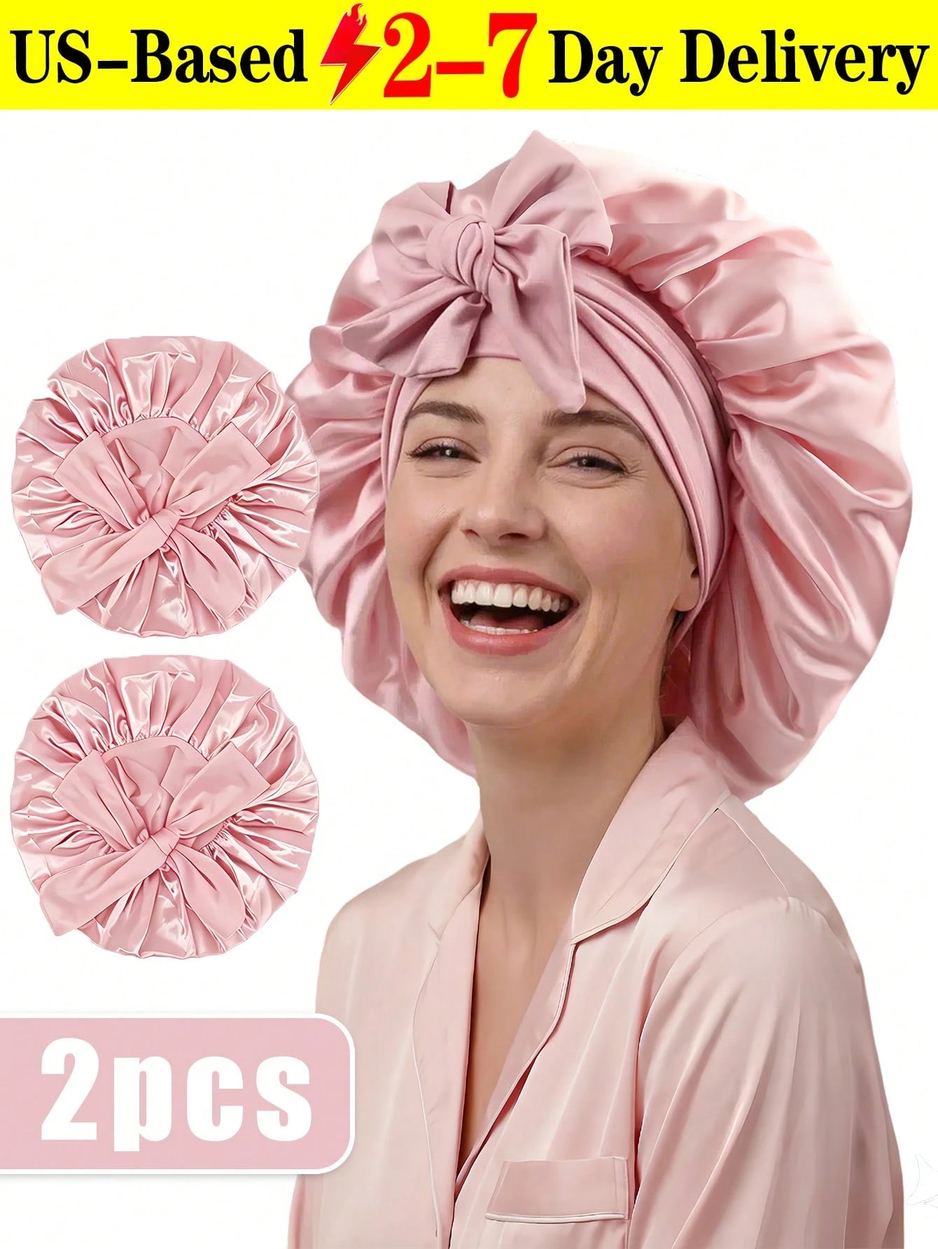 2pcs Satin Sleeping Bonnet For Women, Large Silk Sleep Cap With Long Strap, Adjustable Sleep Cap Hair Bonnet For Women & Men, Satin Hair Cap, Lightweight Wide Brim High Elasticity Cap, High-End Satin