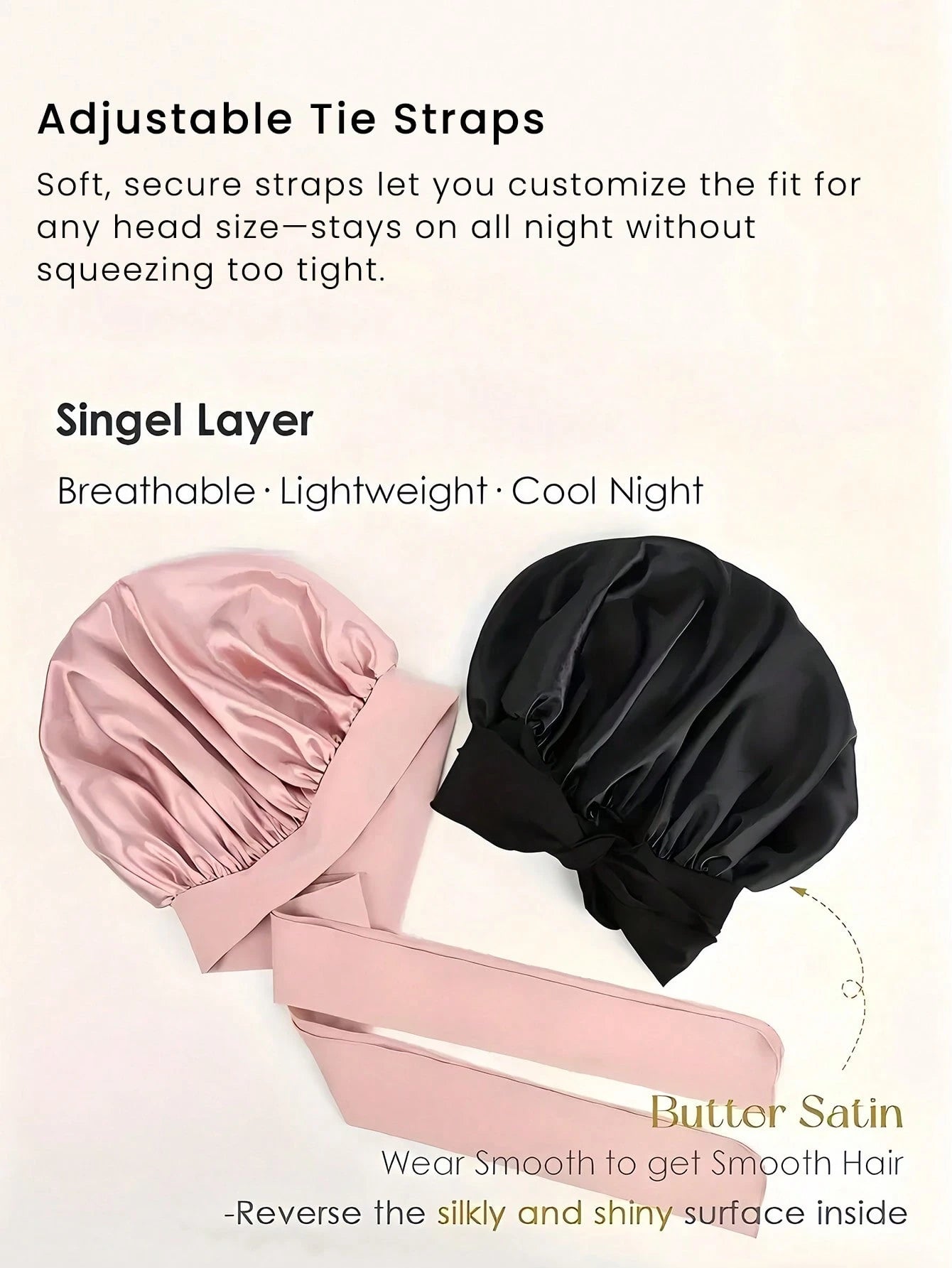 2pcs Satin Sleeping Bonnet For Women, Large Silk Sleep Cap With Long Strap, Adjustable Sleep Cap Hair Bonnet For Women & Men, Satin Hair Cap, Lightweight Wide Brim High Elasticity Cap, High-End Satin