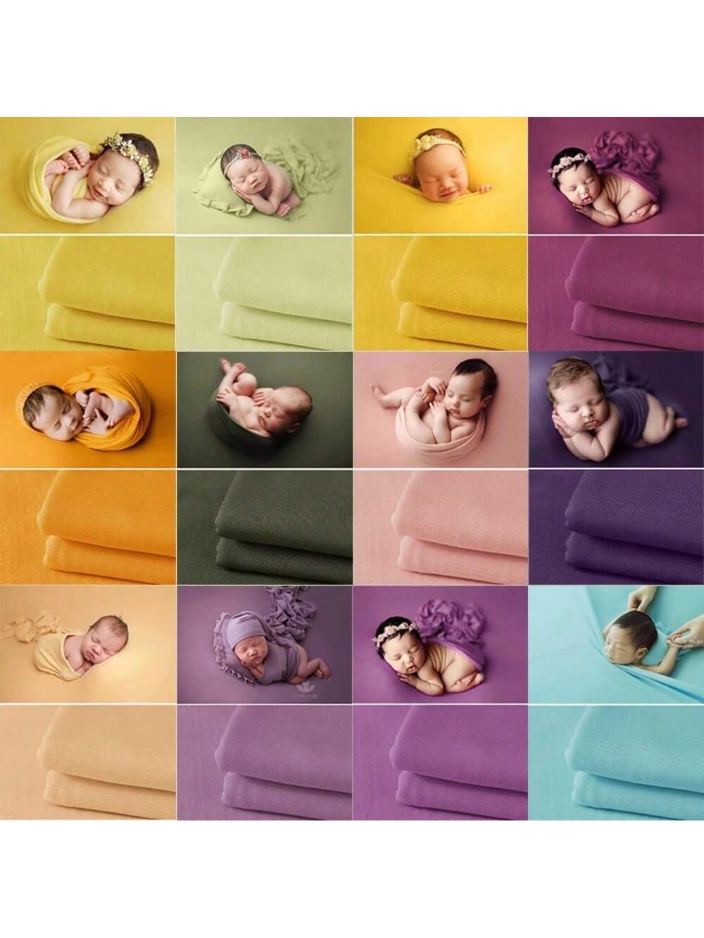2Pcs/Set 150*170cm Newborn Photography Props Blanket Wraps Set Stretchable Milk Fabrics Solid Color Photo Frame Backdrop Travel Size Shoot Studio Accessories Baby Shower Family Decorations Gifts Baby