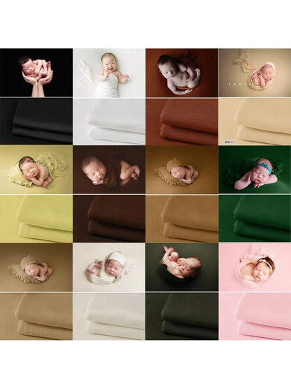 2Pcs/Set 150*170cm Newborn Photography Props Blanket Wraps Set Stretchable Milk Fabrics Solid Color Photo Frame Backdrop Travel Size Shoot Studio Accessories Baby Shower Family Decorations Gifts Baby