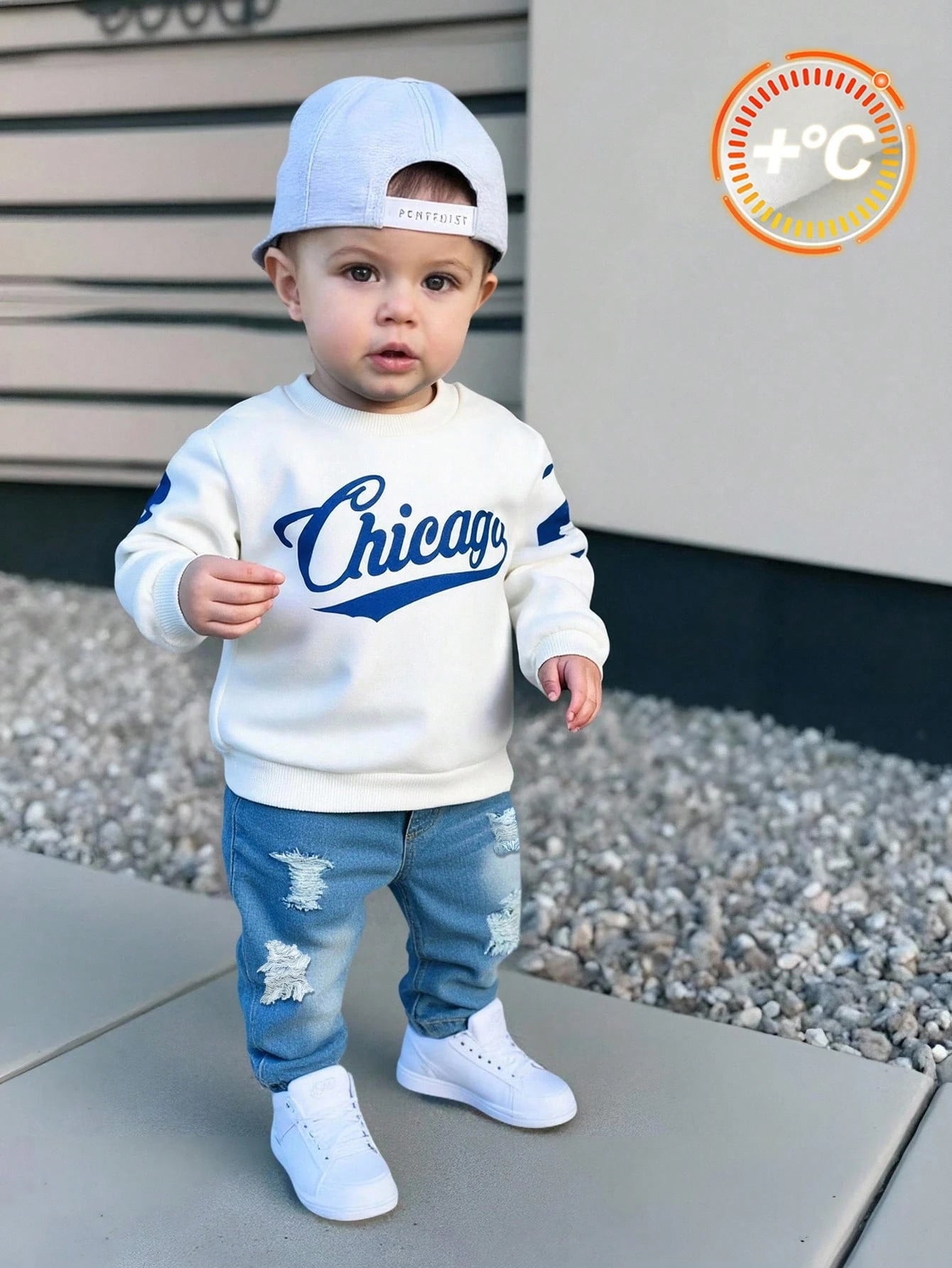 2pcs/Set Baby Boy Autumn/Winter Casual Cute Sweatshirt And Black Denim Jeans Outfit, Sweatshirt Set, Cute Outfit, Denim Set