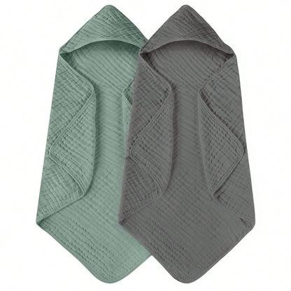 2pcs/Set Baby Hooded Bath Towel, Soft Absorbent Towel, Suitable For Newborns And Infants, Large Size 31x31 Inch, Essential Baby Daily Necessities