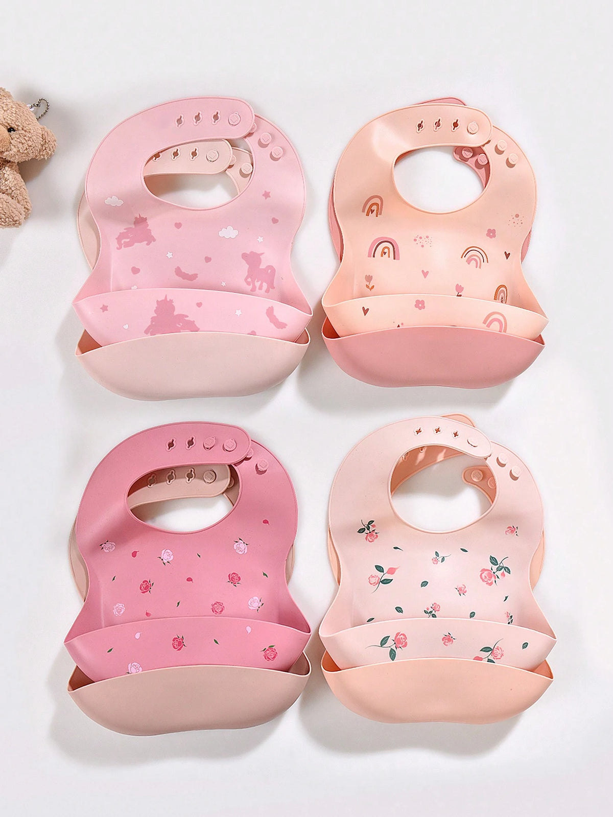 2pcs/Set Baby Silicone Waterproof Bib For Boys And Girls, Washable Valentine's Day Gift, All Season Use