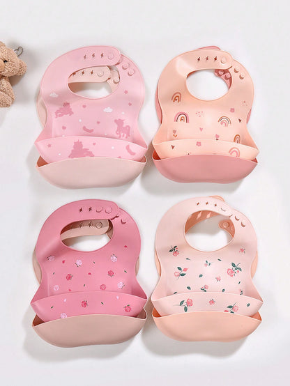 2pcs/Set Baby Silicone Waterproof Bib For Boys And Girls, Washable Valentine's Day Gift, All Season Use