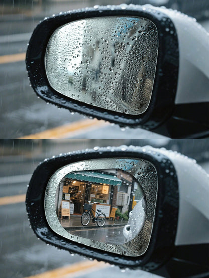 2pcs/Set Car Rearview Mirror Waterproof Protective Film, Transparent Rainproof Membrane, Auto Accessories,Beach,Summer,Vacation,Holiday,Travel Essential,Going Out Tops,Household Items