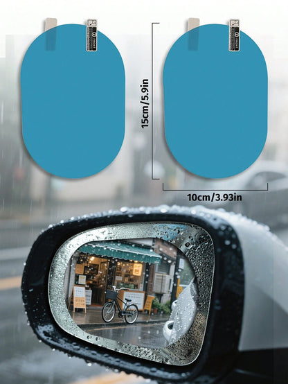 2pcs/Set Car Rearview Mirror Waterproof Protective Film, Transparent Rainproof Membrane, Auto Accessories,Beach,Summer,Vacation,Holiday,Travel Essential,Going Out Tops,Household Items
