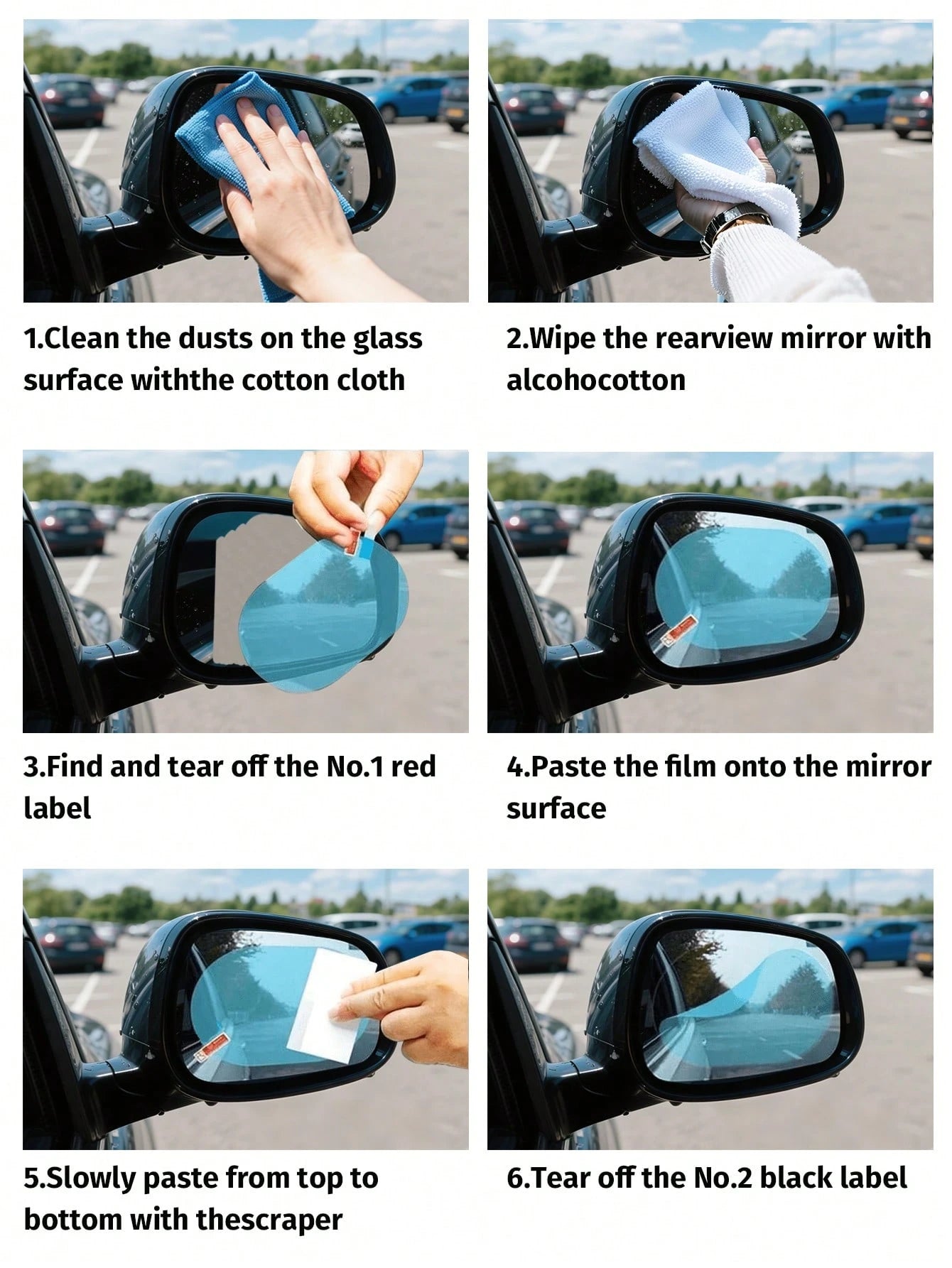 2pcs/Set Car Rearview Mirror Waterproof Protective Film, Transparent Rainproof Membrane, Auto Accessories,Beach,Summer,Vacation,Holiday,Travel Essential,Going Out Tops,Household Items
