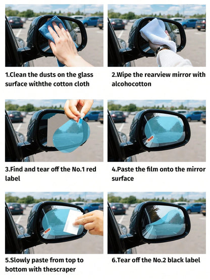 2pcs/Set Car Rearview Mirror Waterproof Protective Film, Transparent Rainproof Membrane, Auto Accessories,Beach,Summer,Vacation,Holiday,Travel Essential,Going Out Tops,Household Items