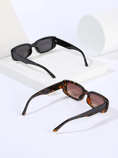 2pcs/Set Couple's Fashionable Sunglasses For Summer, Neon Sci-Fi Style, Non-Mainstream, Jelly Color, Ins Style, Y2k Style, Hip-Hop, Rock, Vintage, Small Square, Reinforced Metal Hinges Boho Sunglasses