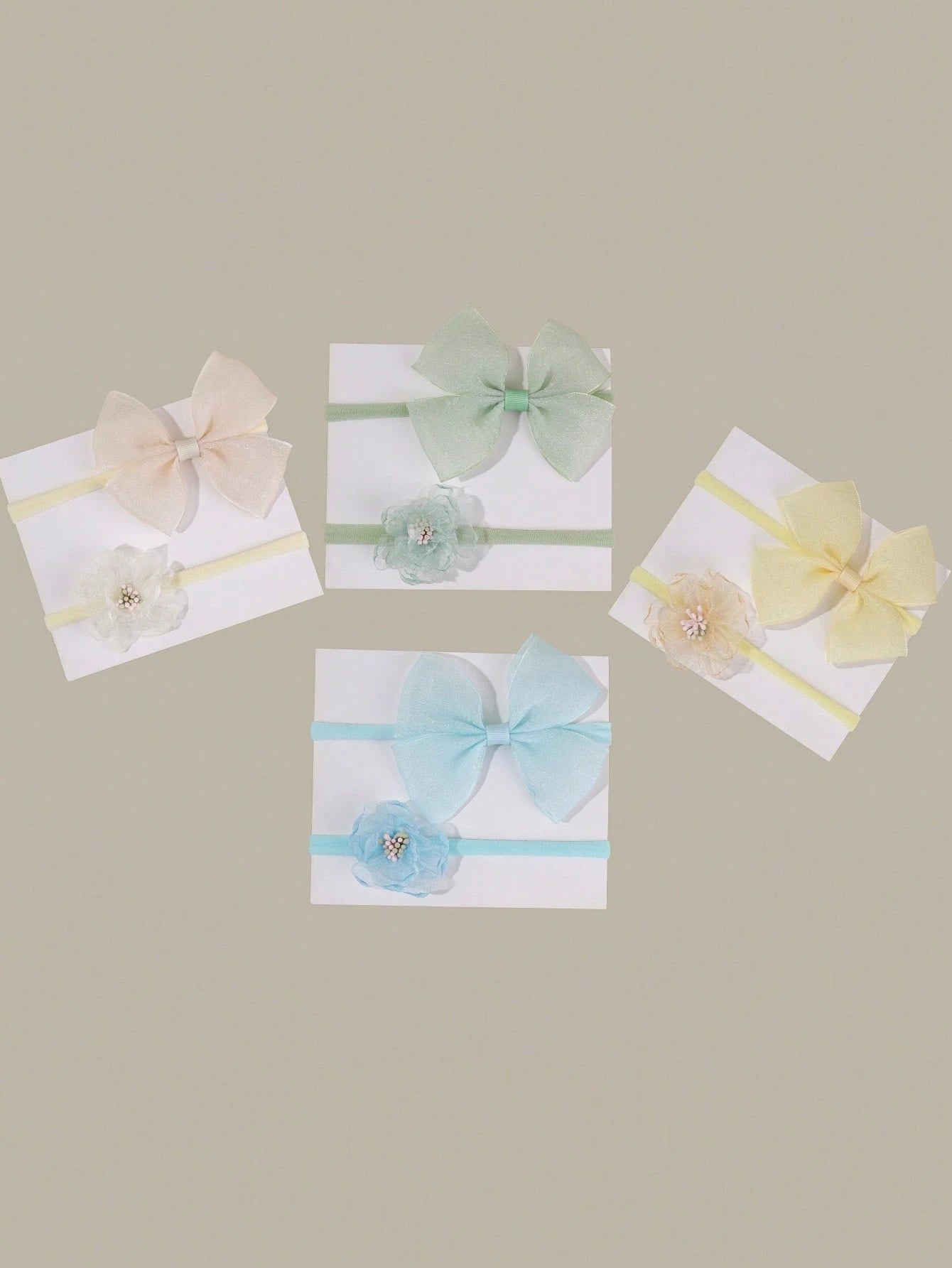 2pcs/Set Cute Rose Flower Bow Hair Accessories For Baby Girls, Soft Comfortable Elastic Nylon Thin Headband (Without Card)