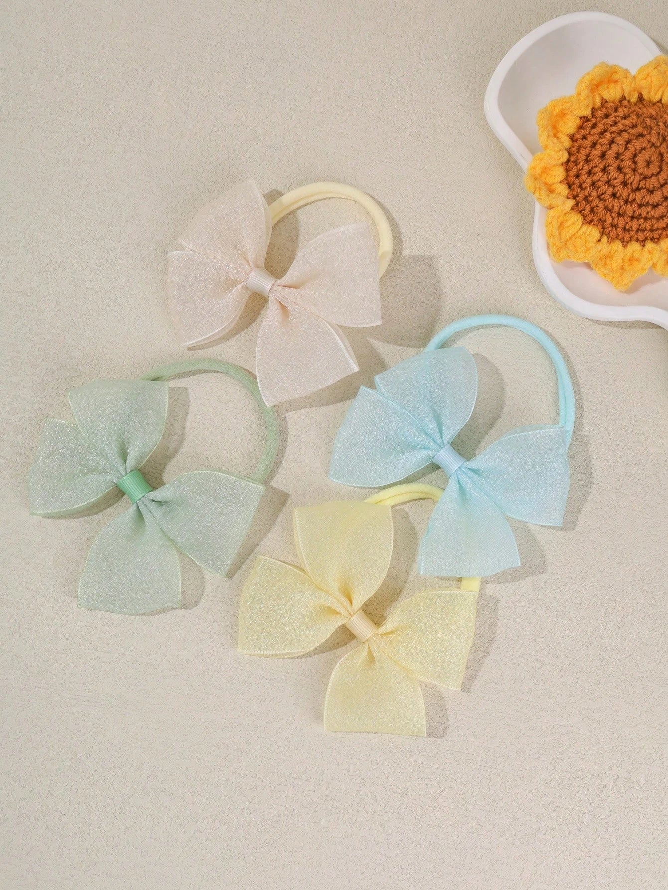 2pcs/Set Cute Rose Flower Bow Hair Accessories For Baby Girls, Soft Comfortable Elastic Nylon Thin Headband (Without Card)