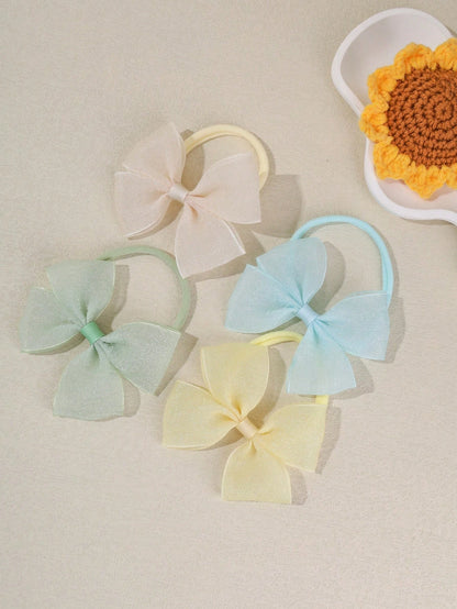 2pcs/Set Cute Rose Flower Bow Hair Accessories For Baby Girls, Soft Comfortable Elastic Nylon Thin Headband (Without Card)