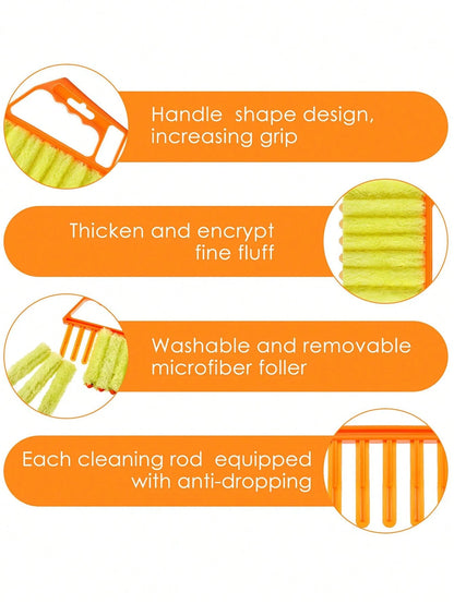 2pcs/Set Handheld Blind/Car Window Cleaner, Vent Cleaner, Curtain Duster With Removable Microfiber Cover For Convenient Cleaning, Air Conditioner, Car Vent, Fan Slot Cleaner, Home, School, Hotel, Chri