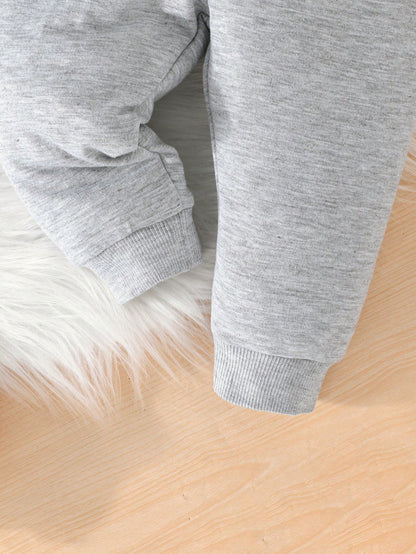 2pcs/Set Infant Toddler Fashion Casual Spring/Autumn New Valentine's Day Heart Pattern Long Sleeve Hooded Sweatshirt + Long Pants Outfit