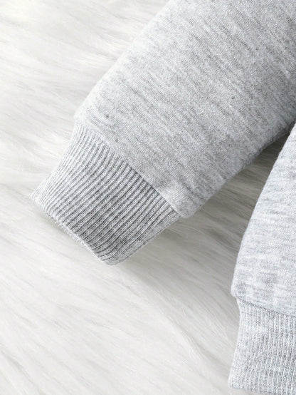 2pcs/Set Infant Toddler Fashion Casual Spring/Autumn New Valentine's Day Heart Pattern Long Sleeve Hooded Sweatshirt + Long Pants Outfit