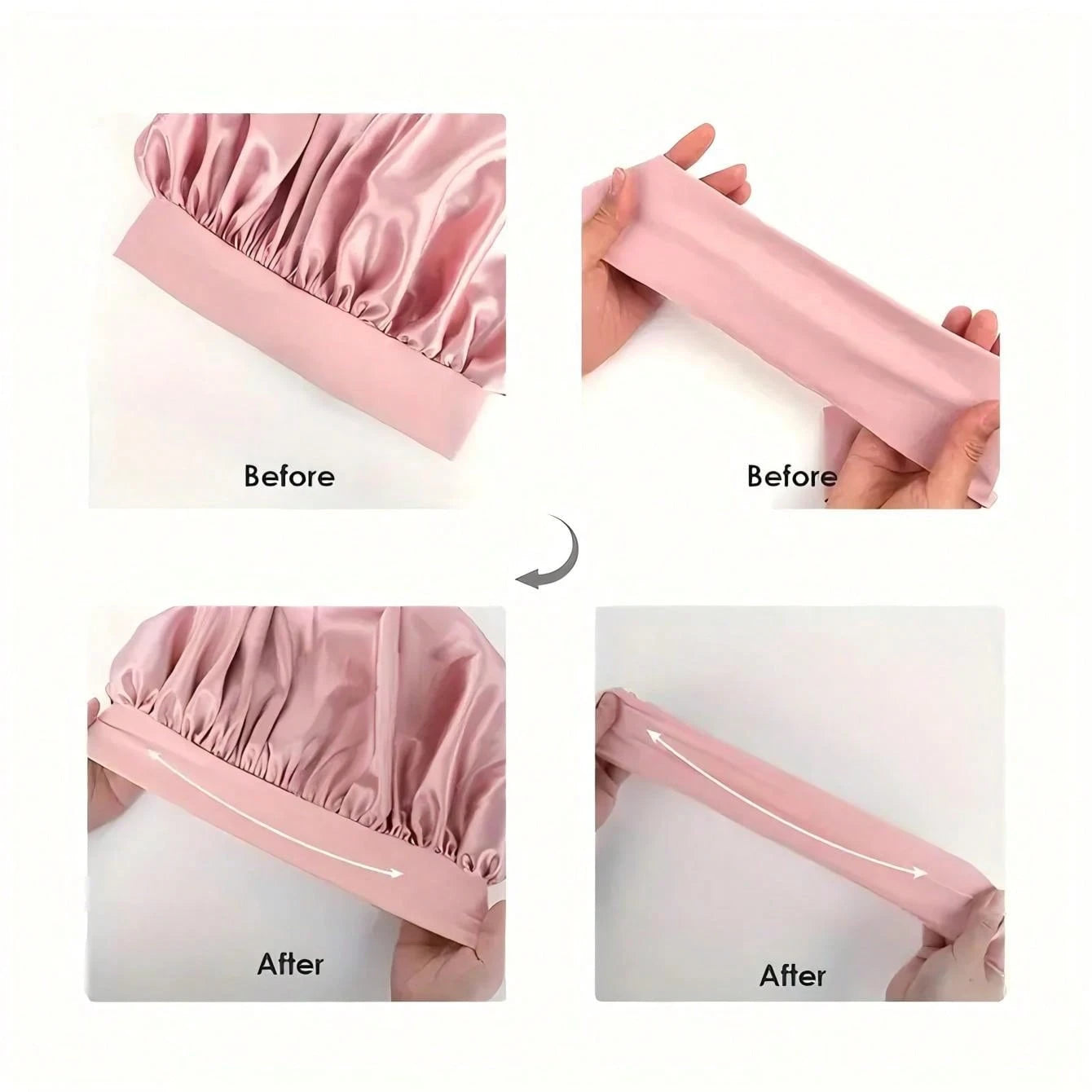 2pcs/Set "Spacious Space" Luxurious Solid Color Satin Bonnet With Satin Scrunchies Large Soft Silky Satin Bonnet For Sleeping Satin Hair Bonnet Night Cap Hair Care Hat With Tie Band Bonnets For Curly