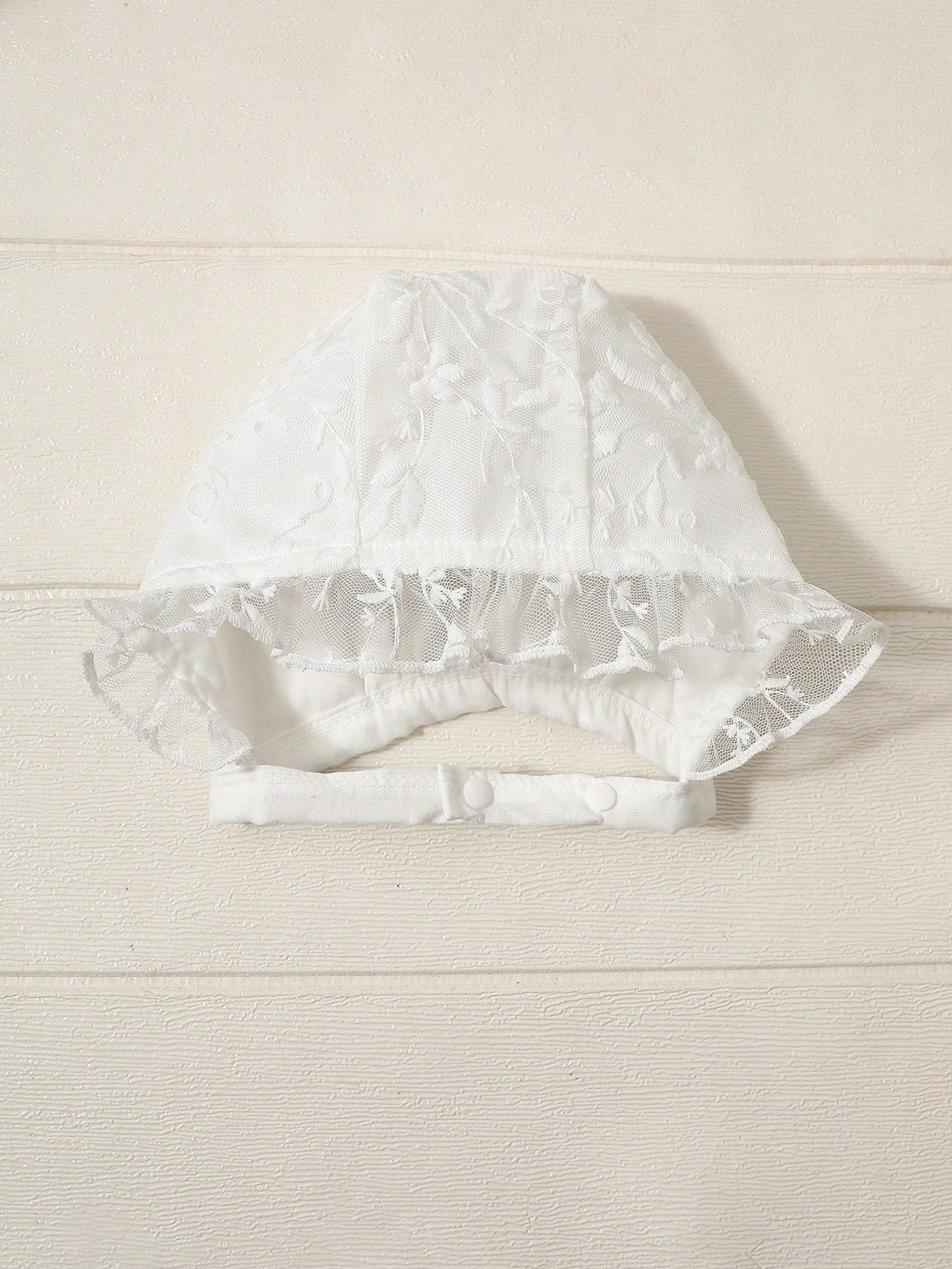 2pcs/Set Toddler Girls' Newborn Floral Collar Ruffle Hem Lace Princess Dress Lace Trim Hat White Sommer Party Cruise Baby Girl Baptism Outfit