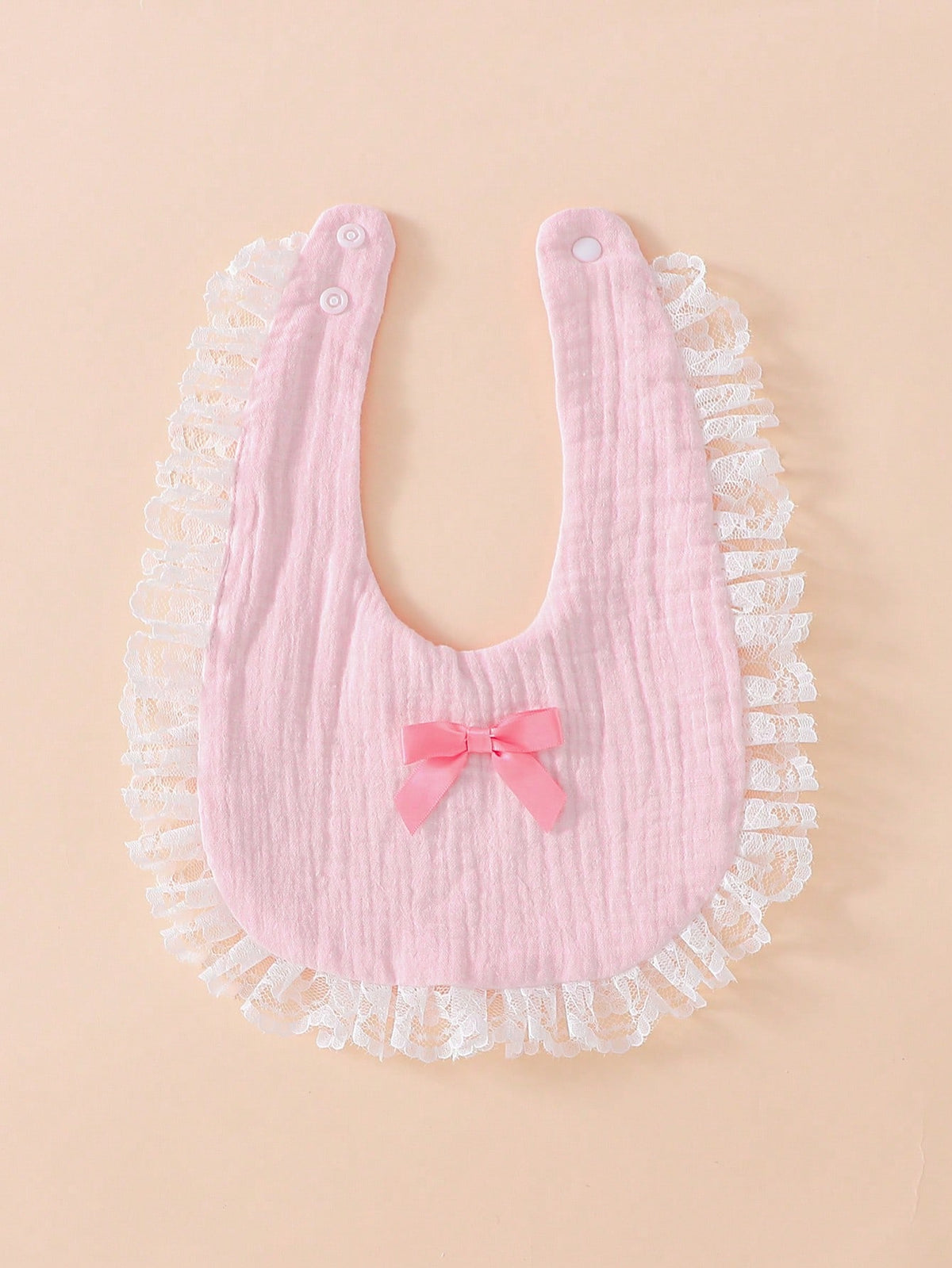 2pcs Soft Cotton Bibs, Drool Bibs, Baby Princess Lace Bow Decor, Newborn Essential