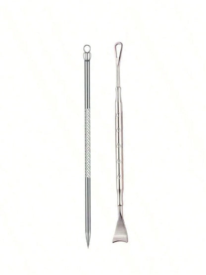 2pcs Stainless Steel Blackhead Remover Tools, Skin Care Tools, White Head, Pimple, Acne, Blackhead Extractor, For Forehead, Face And Nose, Face Pore Cleansing Tool, Suitable For Face Care,Blackhead Re