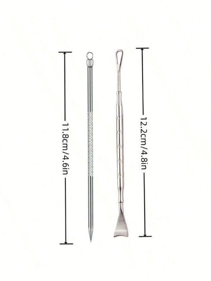 2pcs Stainless Steel Blackhead Remover Tools, Skin Care Tools, White Head, Pimple, Acne, Blackhead Extractor, For Forehead, Face And Nose, Face Pore Cleansing Tool, Suitable For Face Care,Blackhead Re
