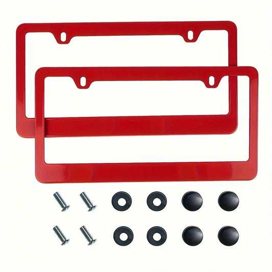 2pcs Stainless Steel Fashionable High-End License Plate Frame, Wind And Rainproof- Very Suitable For Vehicles In The United States,, Canada And Mexico, Ideal For Car Lovers And Automotive Accessory
