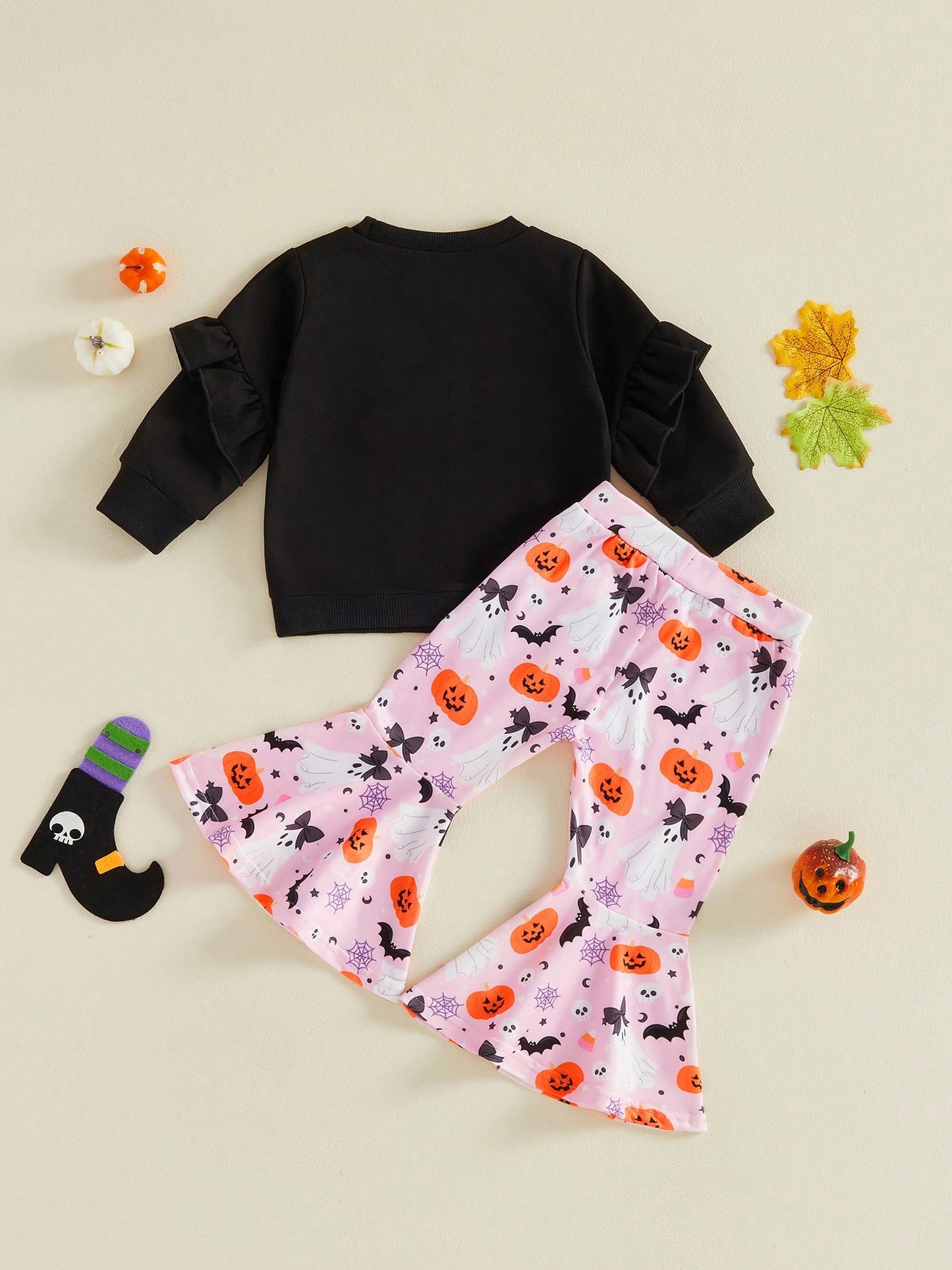 2pcs Toddler Baby Girls Christmas Outfits Pants Set Long Sleeve Sweatshirt Tops + Flare Trousers 9M 12M 18M 24M 3T 4T Kids Fall Casual Clothes