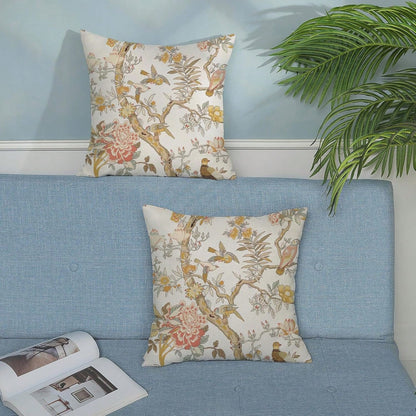 2pcs Vintage Brown Floral Print Throw Pillow Covers, Retro Sketch Floral Branch Pattern Cushion Covers, French Country Farmhouse Style Sofa Bedroom Decorative Pillowcases, Pillow Insert Not Included
