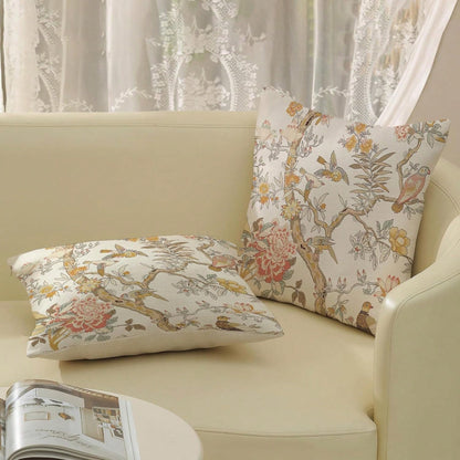 2pcs Vintage Brown Floral Print Throw Pillow Covers, Retro Sketch Floral Branch Pattern Cushion Covers, French Country Farmhouse Style Sofa Bedroom Decorative Pillowcases, Pillow Insert Not Included