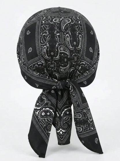 2Pcs Vintage Paisley Print Bandana Durag, Soft Breathable Tie Head Wrap, Hip Hop Streetwear Head Scarf For Men Cycling Skate Daily Outfit