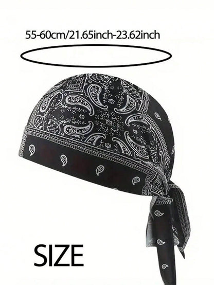 2Pcs Vintage Paisley Print Bandana Durag, Soft Breathable Tie Head Wrap, Hip Hop Streetwear Head Scarf For Men Cycling Skate Daily Outfit