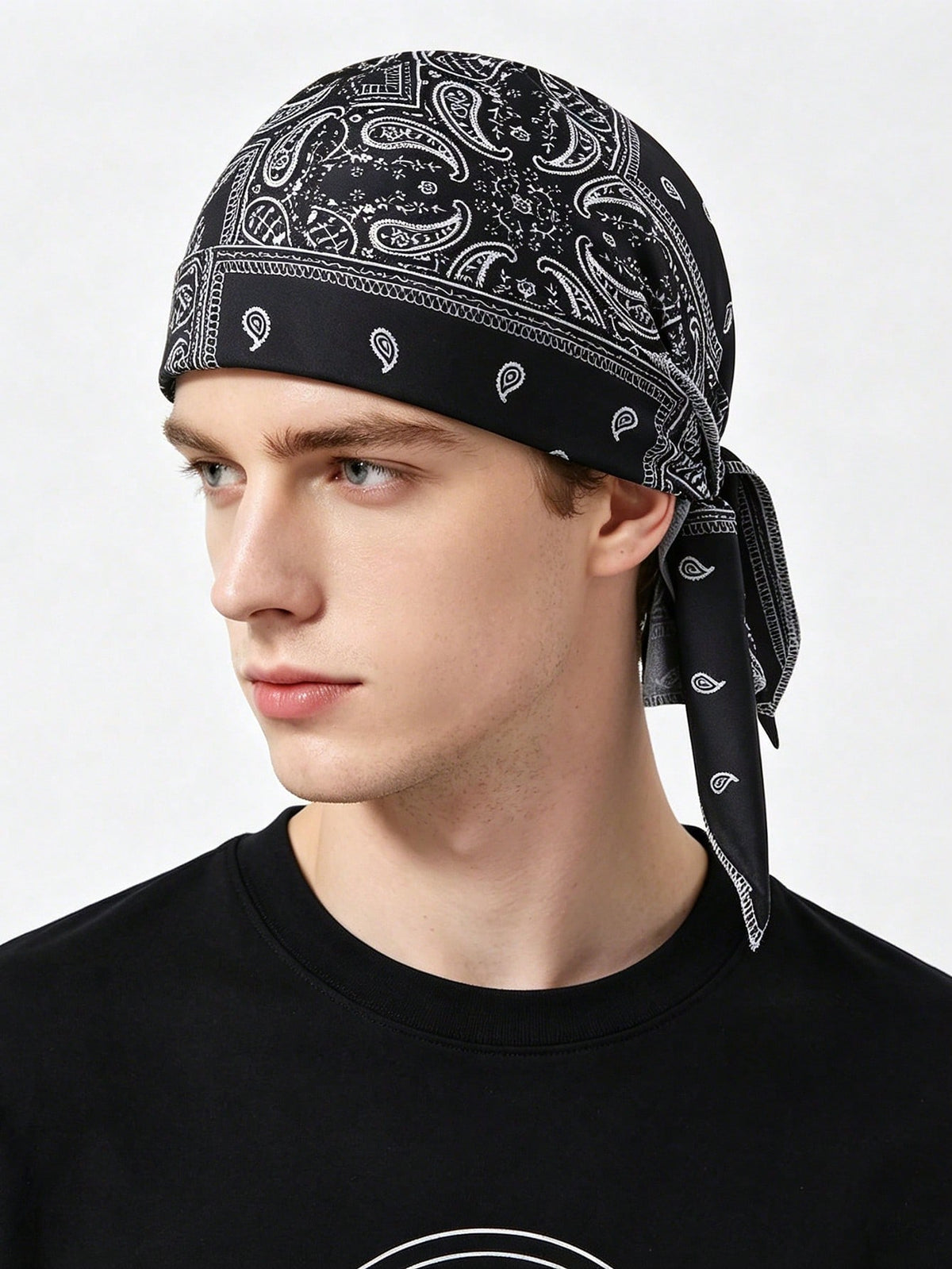 2Pcs Vintage Paisley Print Bandana Durag, Soft Breathable Tie Head Wrap, Hip Hop Streetwear Head Scarf For Men Cycling Skate Daily Outfit