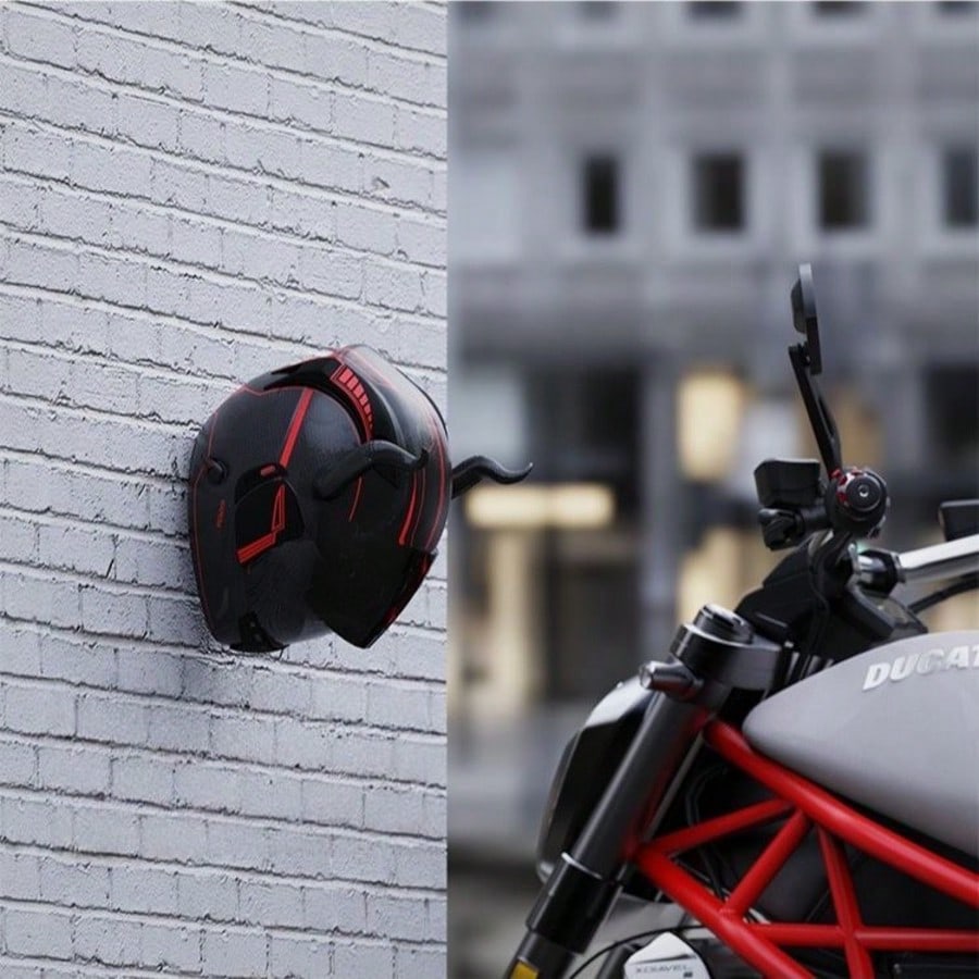 2pcs Wall Mounted Motorcycle Display Rack Holder And Hat Storage Hooks, Durable Storage For Jackets, Towels And Motorcycle Accessories