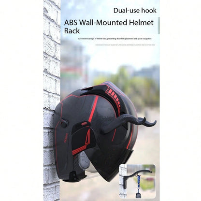 2pcs Wall Mounted Motorcycle Display Rack Holder And Hat Storage Hooks, Durable Storage For Jackets, Towels And Motorcycle Accessories