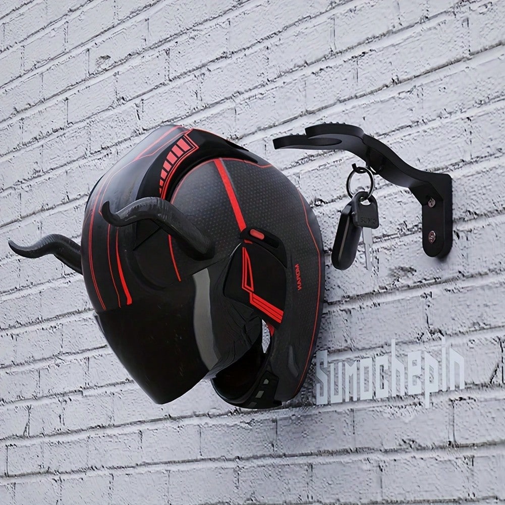 2pcs Wall Mounted Motorcycle Display Rack Holder And Hat Storage Hooks, Durable Storage For Jackets, Towels And Motorcycle Accessories
