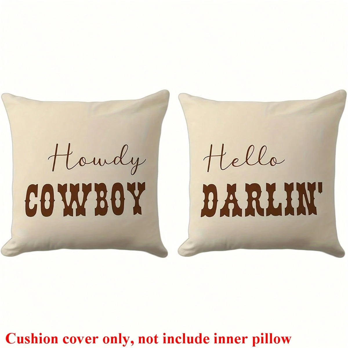 2pcs Western Cowboy Letter Throw Pillow Covers, 17.7x17.7 Inches- Soft Polyester, Easy Care, No Battery Required, Great For Living Room, Bedroom, Office And Dining Room Decor, Ideal Gift For Birthday