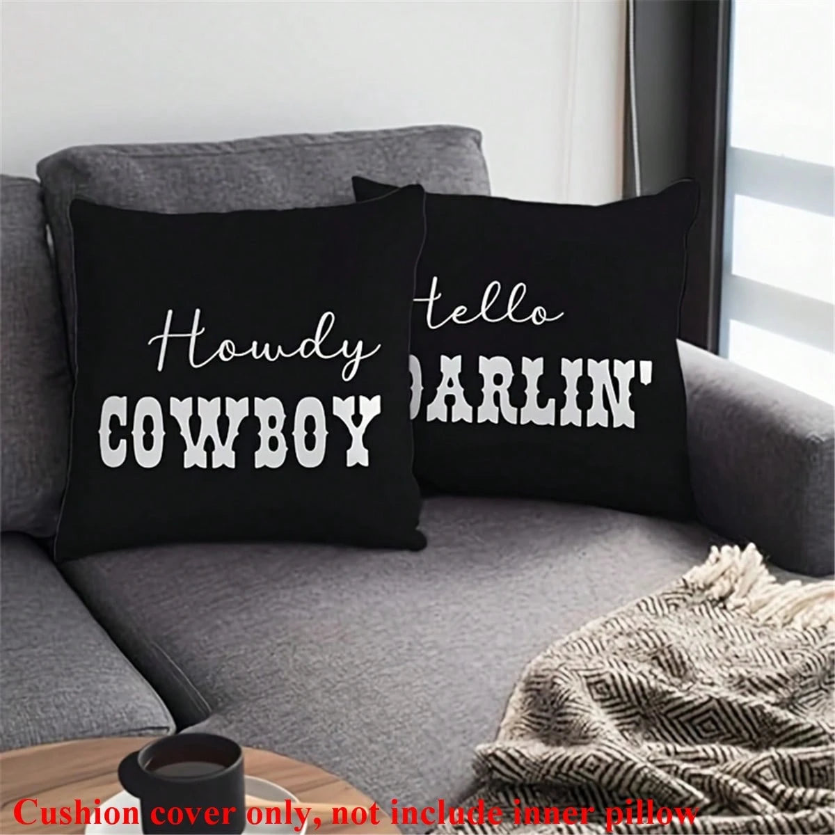 2pcs Western Cowboy Letter Throw Pillow Covers, 17.7x17.7 Inches- Soft Polyester, Easy Care, No Battery Required, Great For Living Room, Bedroom, Office And Dining Room Decor, Ideal Gift For Birthday