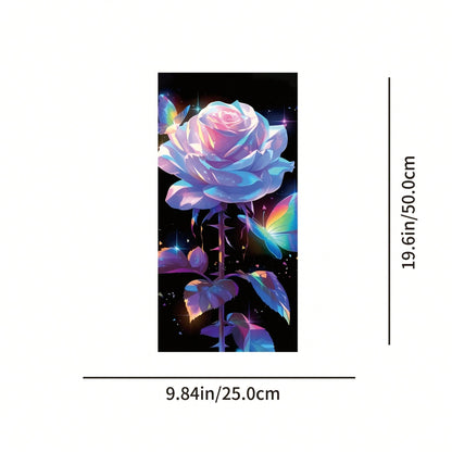 2pcs White Rose & Butterfly Vinyl Car Decals, Waterproof Scratch-Resistant B-Pillar Protector Stickers For Vehicle Windows, Self-Adhesive PVC Film, Car Decals, B-Column Cover