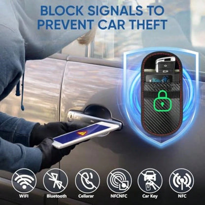 2PK Faay Bag For Car Key Fob 3.''X.0'' Faay Ca Tec Car RFID Ignal Blocking Anti-Theft Pouch Anti-Hacking Cae Blocker Carbon Fi