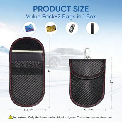 2PK Faay Bag For Car Key Fob 3.''X.0'' Faay Ca Tec Car RFID Ignal Blocking Anti-Theft Pouch Anti-Hacking Cae Blocker Carbon Fi